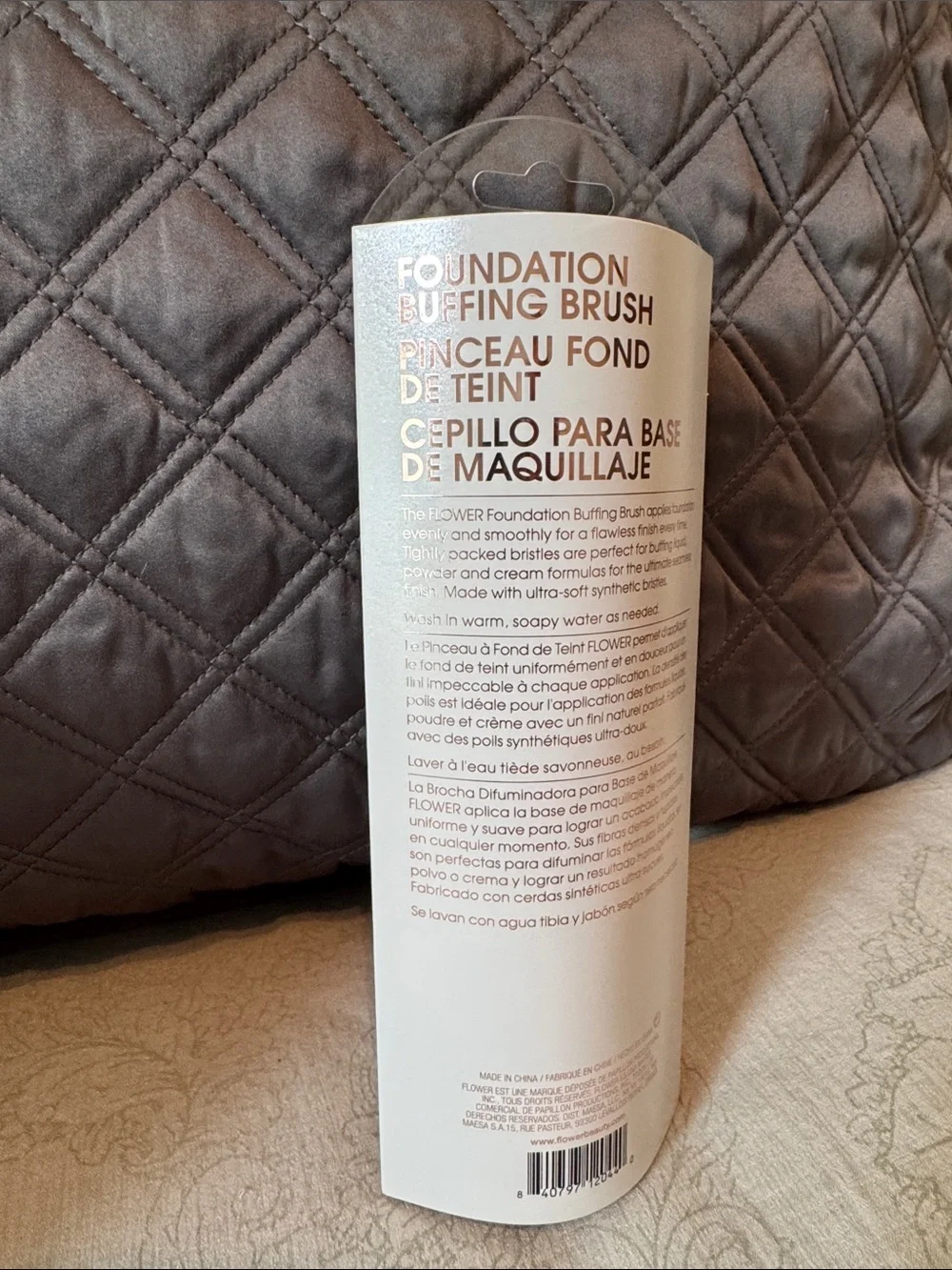 FLOWER Rose Gold & White Foundation Brush — Dense Buffing Brush